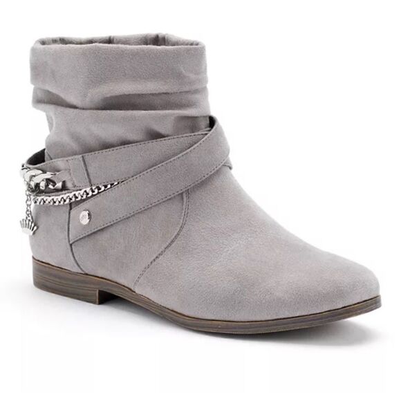 7.5 womens juicy couture grey suede slouch bootie ankle boots nwot - Picture 1 of 8